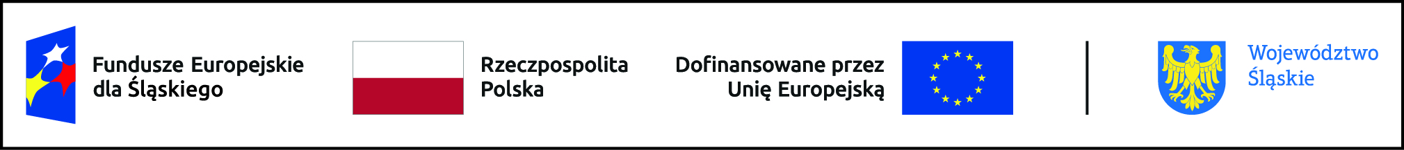 Loga Funduszu Europejskiego, Województwa Śląskiego, Flaga Polski i Unii Europejskiej