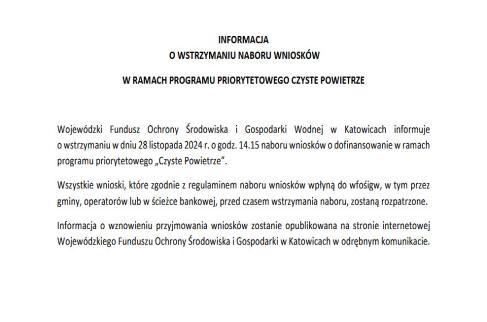 Komunikat WFOŚiGW