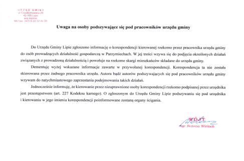Uwaga na osoby podszywające się pod pracowników urzędu gminy
